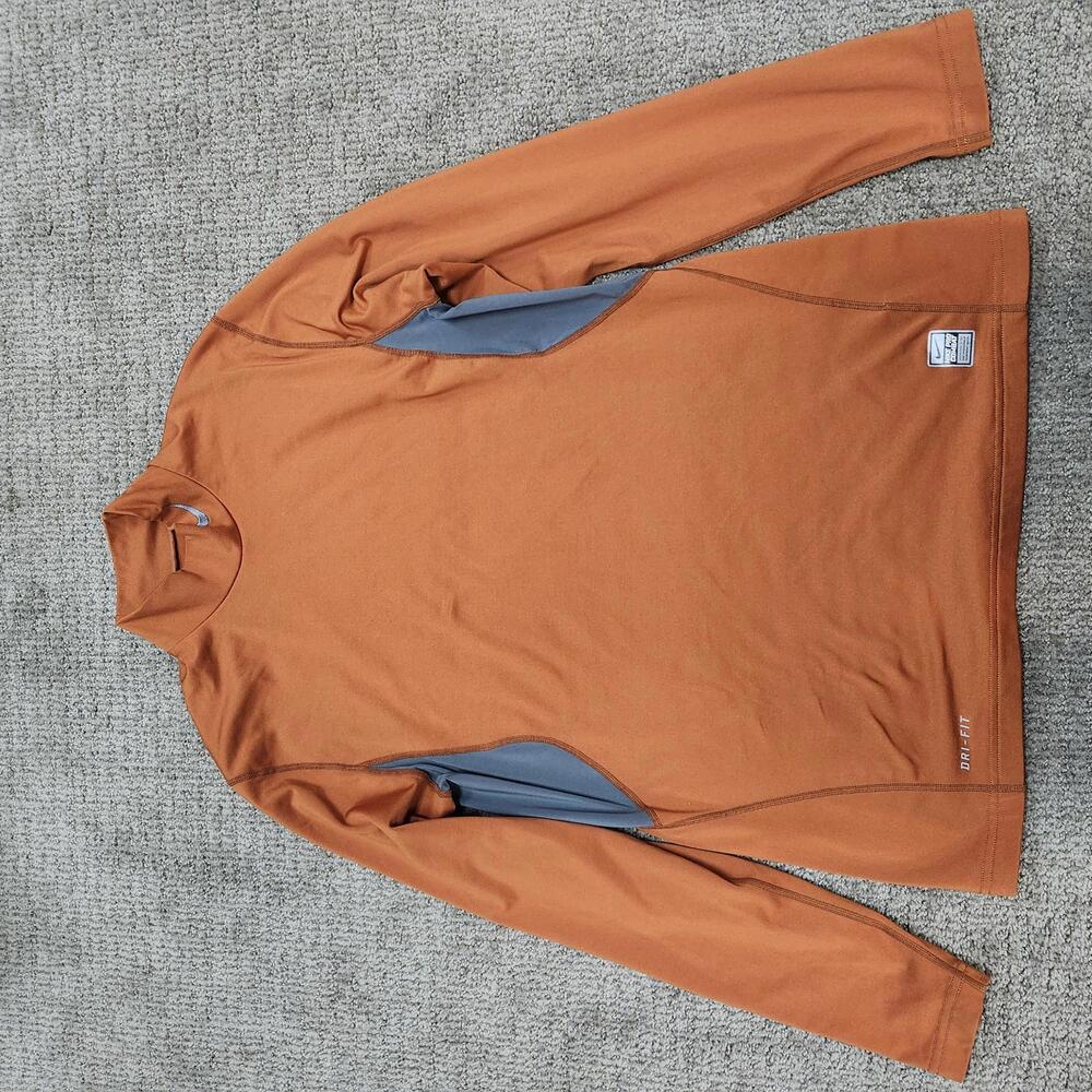 Nike Pro Combat Dri Fit Men's Size Medium Fitted Orange Long Sleeve